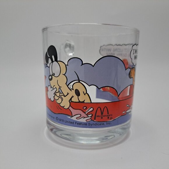 McDonalds Garfield Glass Mug Coffee Cup 1978 Cartoon By Jim Davis Cat Design - Picture 8 of 13